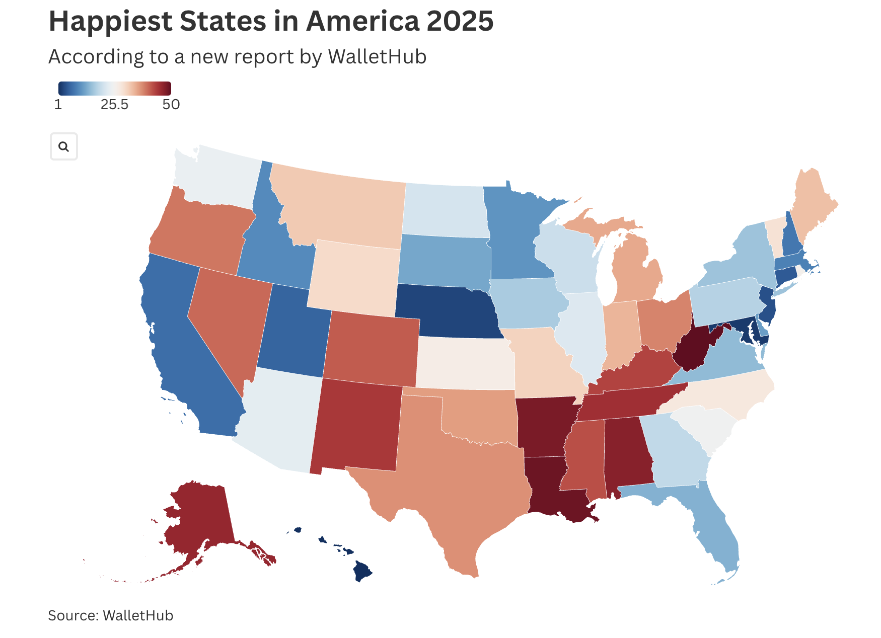 Map Reveals the Happiest States Across the U.S.